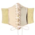 Cinturón de corsé elástico ancho para mujer en oro con cordones elegante para vestido. - Dorado