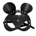 Masque de costume de jeu de rôle en cuir noir avec oreilles rondes pour adulte fête. - Grandes oreilles / Noir