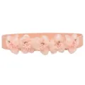 Closeup detail of the pink elastic waist belt decorated with elegant mesh fabric flowers. - 5 Flowers Color 15