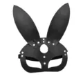 Masque de lapin en cuir noir masque pour les yeux avec de longues oreilles. - Longues oreilles / Noir