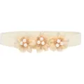 Dames elastische jurk riem met organza bloemen en parels voor elegante outfits detailzicht. - 3 Bloemen / Kleur 6