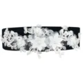 Women's black elastic waist belt featuring white floral lace embroidery and pearl decoration. - Style 5