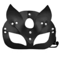 Masque chat en cuir noir avec rivets métalliques, sangles réglables pour jeu de rôle. - Petites Oreilles Style 2 / Noir
