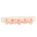 Womens elastic waist belt featuring cute pink floral decorations for dresses and gowns. - 5 Flowers Color 8