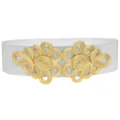 Retro gold Chinese knot buckle elastic waistband for women stylish dress belt detail view - Silver
