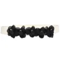 Women's elastic waist belt with black floral decoration, stylish accessory for dresses. - 5 Flowers Color 9
