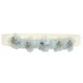 Elastic waist belt for women, floral stretch cincher dress accessory with blue flowers. - 5 Flowers Color 12