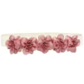 Women fashion elastic waist belt with cute pink fabric flowers detail for dress gown summer - 5 Flowers Color 13