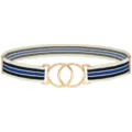 Women stretch elastic waist belt with stylish gold double ring metal buckle for dress. - No. 2 Stripes