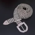 Damen glänzende Strass Taillengürtel Luxus Kristall Diamant Taillenkette für Party Kleid - Stil 3 / Silber