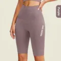 High-waisted seamless fitness shorts for women, comfortable yoga athletic biker shorts. - S / Bottoms / Purple