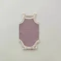 Baby summer strap romper detail, soft breathable fabric, sleeveless design with contrast trim. - Taro Purple Romper