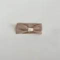 Soft knit baby headband with cute bow detail, comfortable infant hair accessory for daily wear. - Light Coffee Headband