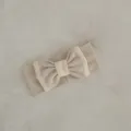 Cute infant baby ribbed cotton headband with elegant bow design, soft and comfortable. - Light Apricot Hairband