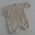 Thickened baby fleece romper, cozy winter crewneck jumpsuit with long sleeves for infants. - 66cm / Jumpsuits / Dark Apricot