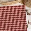 Retro red white argyle pattern fabric for DIY handmade doll clothes and tablecloth. - Red and White Rhombus (SZBA146703) / 30x20cm