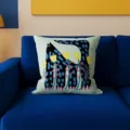 Cute cartoon black cat artistic throw pillow cover for living room sofa bedroom home decor - 35x35cm (Cover Only) / Green Cat Style (SBZA275702)