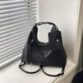 Mochila multifuncional negra de gran capacidad para mujer elegante bolso de hombro - Negro