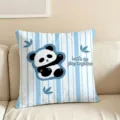 Schönes blaues gestreiftes Panda Zierkissen weiches Sofakissen für Wohnzimmer Schlafzimmer Bett - Nur Kissenbezug (Ohne Füllung) / 35x35cm / Blau Gestreift