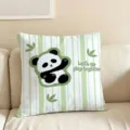 Süßes Kissen mit Panda-Druck für Sofakissen, weiches Deko-Bettkissen für Zuhause. - Nur Kissenbezug (Ohne Füllung) / 35x35cm / Grün Gestreift