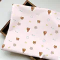 Cute cartoon pink bear pattern desk tablecloth decorative fabric for student bedroom DIY handmade. - 60x40cm / Pink