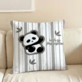 Süßes Panda Zierkissen fürs Wohnzimmer Sofa, bequemes Kissen mit weichem Stoff und grauem Design. - Nur Kissenbezug (Ohne Füllung) / 35x35cm / Grau Gestreift