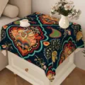Tovaglia stile bohémien con stampa floreale etnica vibrante, copertura antipolvere. - Bohémien 05 / 40x40cm