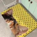 Cute polka dot cat pattern imitation cashmere rug for bedroom bedside and living room floor mat - Yellow Blue Dot Cat (FDDA090302) / 60x40cm