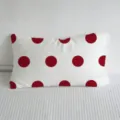 Koreanischer Stil rotes Punkte Zierkissen weiches Sofakissen minimalistische Heimdeko - 50x30cm / Nur Bezug / Rot-Weiße Punkte