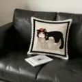 American cartoon geometric cat throw pillow, soft sofa cushion for living room bedroom decor. - Black Cat (Cover Only) / 35x35cm