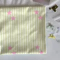 Green striped pink star fabric detail showing the fresh pastoral design, perfect for DIY handmade crafts. - 60x40cm (Small Cover) / Striped Star (SZBA163202)