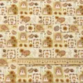 Close-up detail of cute retro cartoon hamster printed cotton fabric, perfect for DIY sewing and crafts. - Hamster Sunflower Pattern (SZBA069204) / 30x20cm (Multipurpose Mat)