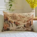 Chinese ancient style landscape long throw pillow, architecture print ultra soft cushion for sofa. - Ancient Landscape Style 5 (SBZA146205)