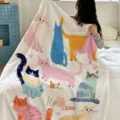 Leuke kat print flanellen deken zacht warm plaid voor bed bank kantoor slaapcadeau - Kattenpatroon 1 (FMTA130601) / 60x40cm