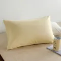 Close-up of soft minimalist Korean style yellow pillow bedroom decor detail view. - Light Yellow (SBZA215003) / 50x30cm (Pillowcase Only)