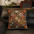 Vintage geometrisches Kissen quadratisch Sofa Kissen Mitte des Jahrhunderts Deko Kissenhülle - 35x35cm (Nur Bezug) / Buntes Patchwork-Stil (SBZA128101)