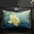 Chinese style lotus print lumbar pillow cover vintage decorative sofa chair cushion cover - 50x30cm (Pillowcase Only) / Style 4 (SBZA267904)