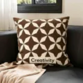 Retro minimalistisch sierkussen voor de woonkamer bank en kantoor lendensteun. - 35x35cm (Alleen Hoes) / Bruin Wit Geometrische Ruit