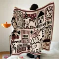 Retro doodle cat flannel blanket, cozy cute aesthetic throw for bedroom dorm office nap bed. - 60x40cm / Doodle Cat Style A (FMTA118901)