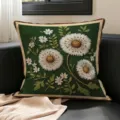 Vintage Blumen Kissenbezug, Retro dekoratives Sofakissen mit Dandelion Muster für Schlafzimmer. - Grüne Löwenzahn-Stickerei (SBZA287103) / 35x35cm (Nur Kissenbezug)