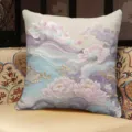 Elegant Chinese style lotus print plush throw pillow for luxurious living room sofa and home decor - 35x35cm (Cover Only) / Lotus Pattern B (SBZA141002)