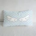 Ins stijl polkadot engelvleugel lang kussen, zacht decoratief kussen voor bed en bank. - Blauwe Basis Grijze Polka Dot Stijl (SBZA291607)
