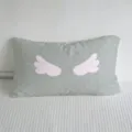 Grijs Stippen Lang Kussen Roze Engelen Vleugels Zacht Hoofdkussen Slaapkamer Bed Bank Decor - Grijze Basis Witte Polka Dot Roze Vleugel Stijl (SBZA291611)