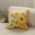 Detail shot of square throw pillow cover featuring vibrant 3D sunflower oil painting design. - Sunflower Style 2 (SBZA302802) / 35x35cm (Without Core)