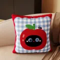 Coussin de sofa motif pomme de dessin anime mignon decor doux soutien du dos taie doreiller - Style Insecte à Carreaux (SBZA309003) / 35x35cm (Sans Cœur)