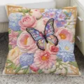 3D Vlinder Bloem Geborduurd Kussen Vierkant Decoratief Kussen voor Bank Bed Woonkamer Huisdecoratie - 35x35cm (Alleen Hoes) / Bloemen Vlinder Stijl 2 (SBZA124202)