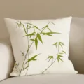 Neuer chinesischer Stil Bambus Druck quadratisches Kissen, abnehmbarer Bezug Sofa. - Cremegrün Bambus (SBZA059504) / 35x35cm (Nur Bezug)