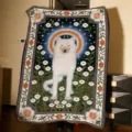 Vintage wolf floral print flannel blanket soft cozy throw rug for dorm room bed sofa - 60x40cm / Wolf and Starry Sky (FMTA159301)