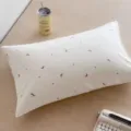 Detailed view of minimalist Korean style white pillow featuring cute moon and star pattern. - White Star Moon (SBZA215010)