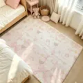 Cozy cute bear plush fluffy rug for bedroom and living room, soft pink aesthetic floor mat. - 60x40cm / Pink Heart Bear (03)